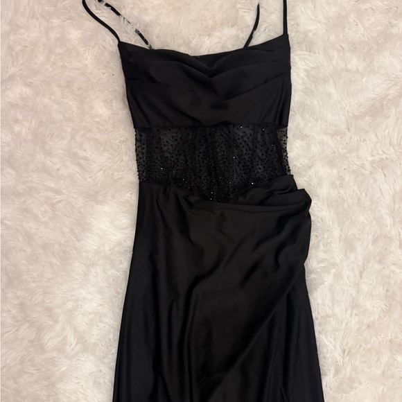 B Darlin Black Beaded Bodice Spaghetti Strap Prom Dress B Darlin Black Beaded Bodice Spaghetti Strap Prom Dress